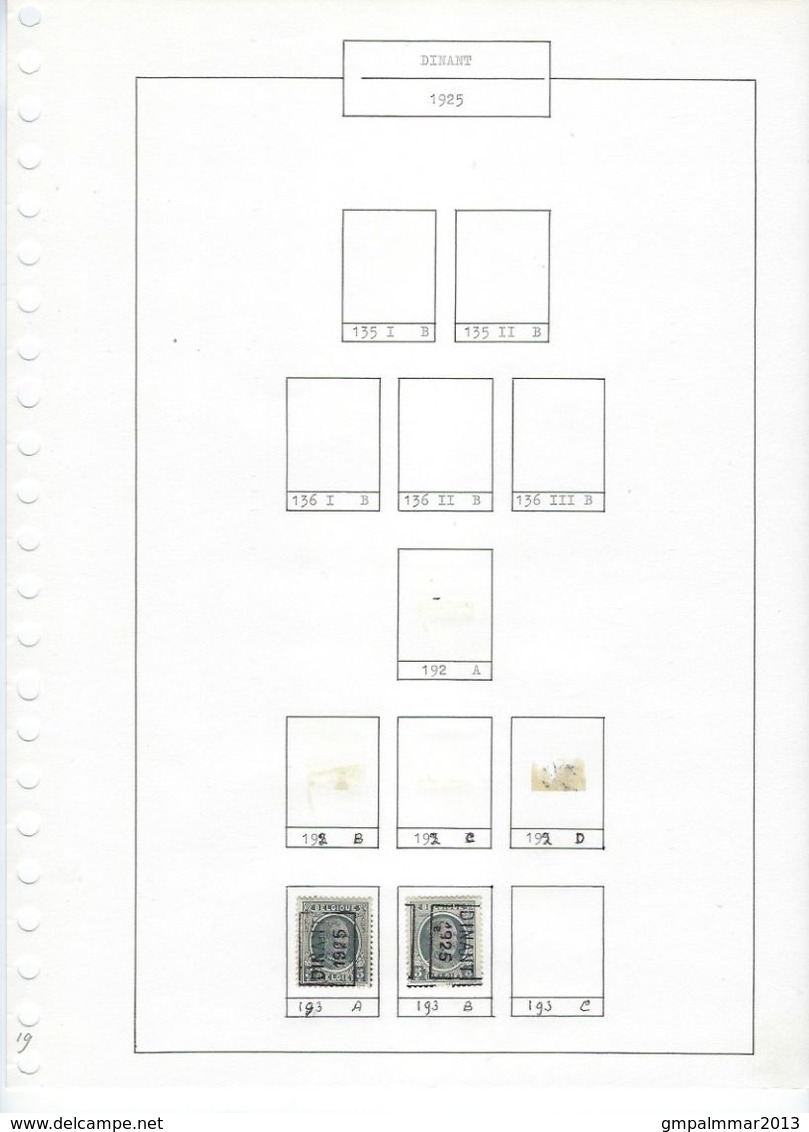 Lot op gepersonaliseerde albumbladen allen voorafstempelingen DINANT ; 20 scans ! LOT 274