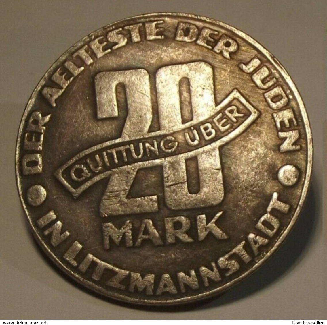 GETTO 20 MARK 1943 LITZMANNSTADT GERMAN COIN MONETA GHETTO EBREI JUDE JUIFE Auschwitz JUDE EBREI GERMANY - Verzamelingen