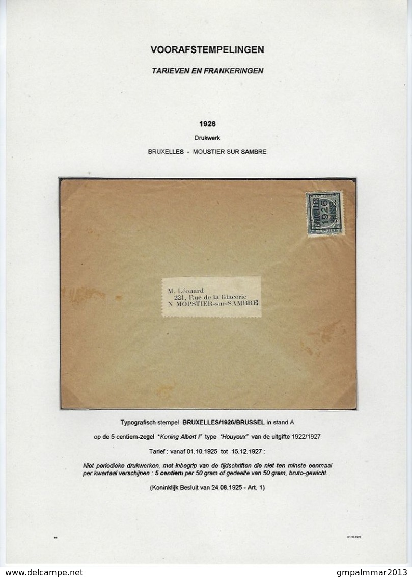 HOUYOUX 3 Brieven Met Typografische Voorafstempelingen  BRUXELLES / BRUSSEL ; Staat Zie 3 Scans  ! Inzet 10 € ! LOT 262 - Typografisch 1922-31 (Houyoux)