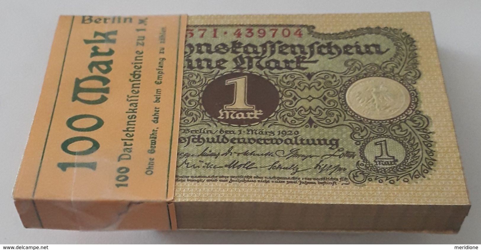 Europa, Deutschland, 1 Mark Banknoten, Darlehnskassenschein 1920, 100 Scheine Mit Laufende Seriennummer - 1 Mark