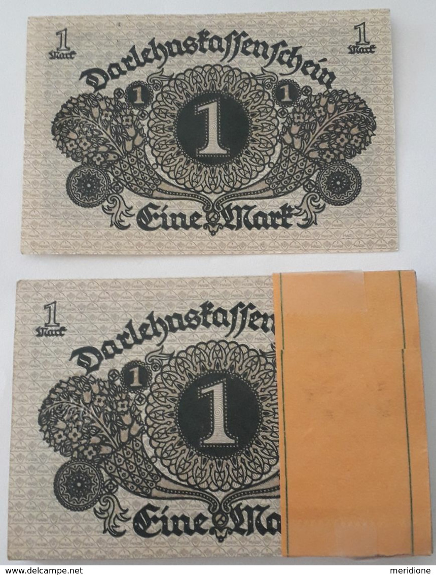 Europa, Deutschland, 1 Mark Banknoten, Darlehnskassenschein 1920, 100 Scheine Mit Laufende Seriennummer - 1 Mark