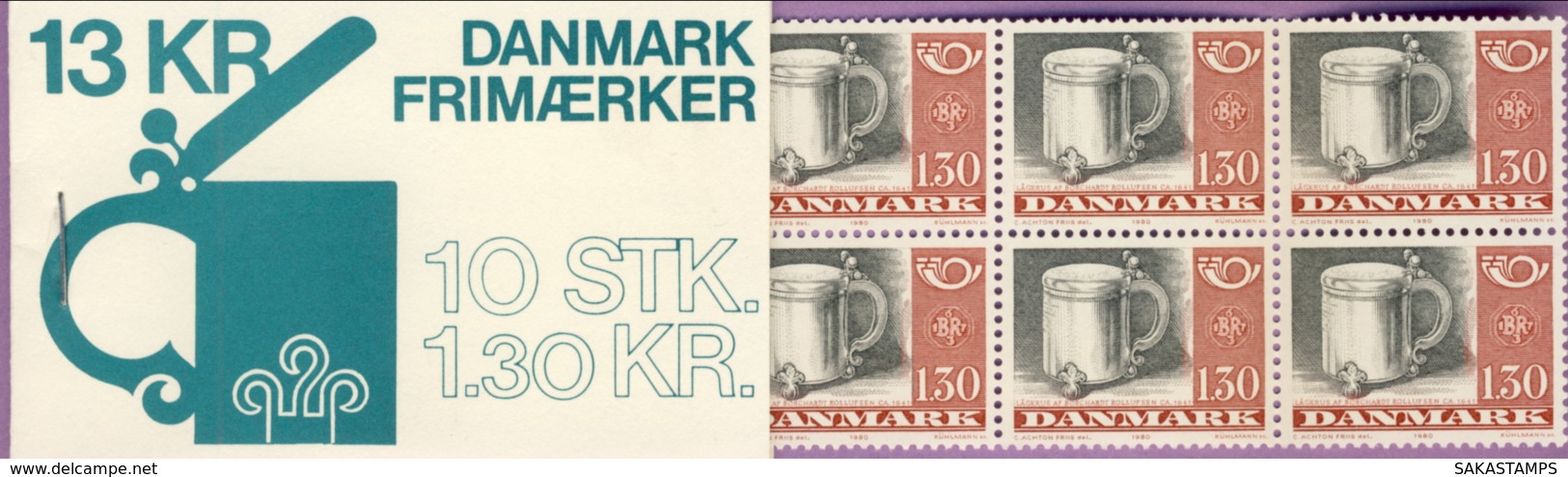 1980-(MNH=**) Danimarca Libretto 10 Valori L711 Norden Consiglio Nordico - Insured
