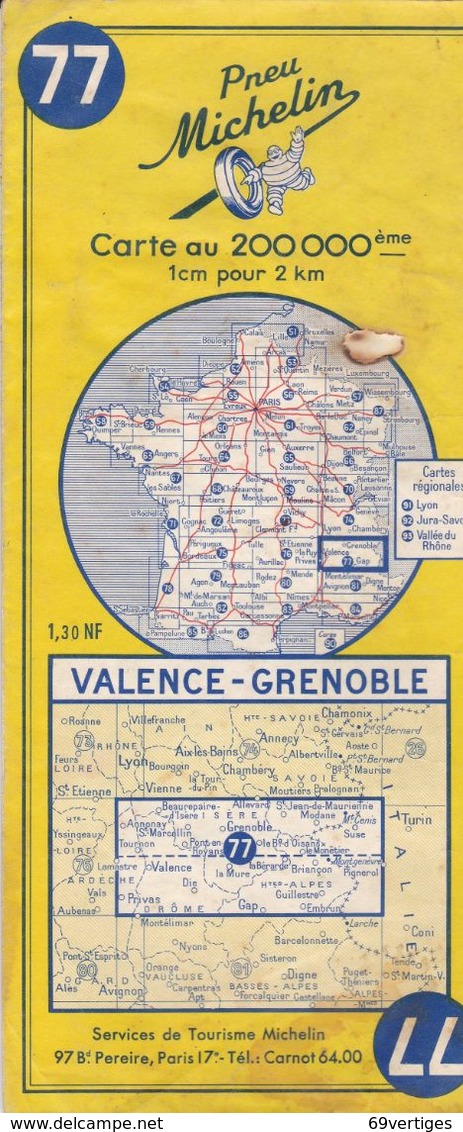 MICHELIN 77, FRANCE, VALENCE - GRENOBLE - Cartes Routières