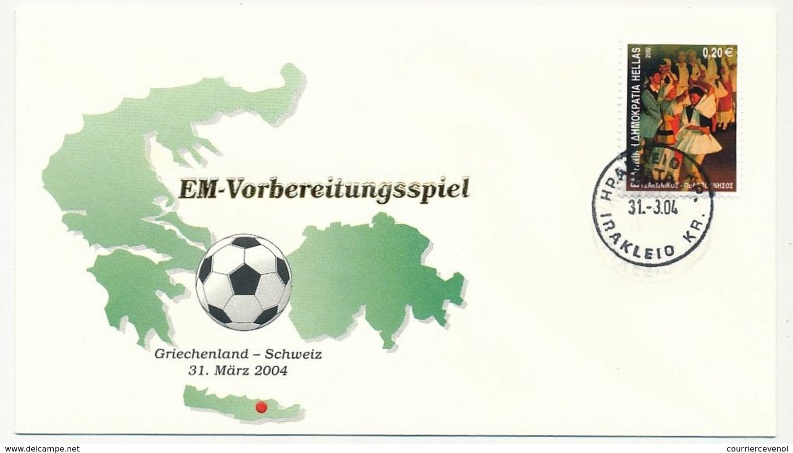 GRECE - Une Enveloppe Match GRECE - SUISSE / Irakleo 31 Mars 2004 - Championnat D'Europe (UEFA)