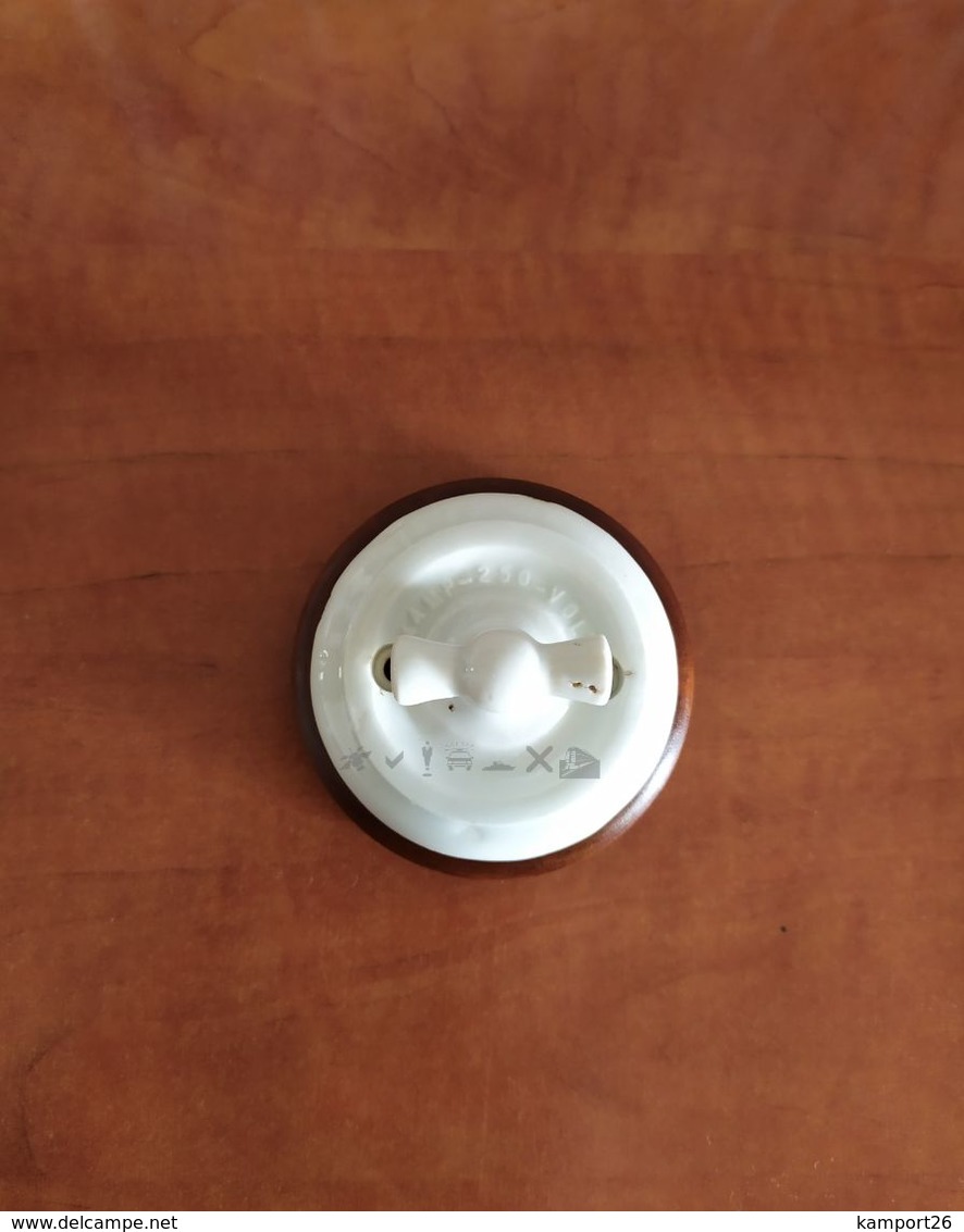 PORCELAIN ELECTRIC SWITCH Wall INTERRUPTEUR Industrial Art WOOD Home Decor Rustic Style - Interrupteurs