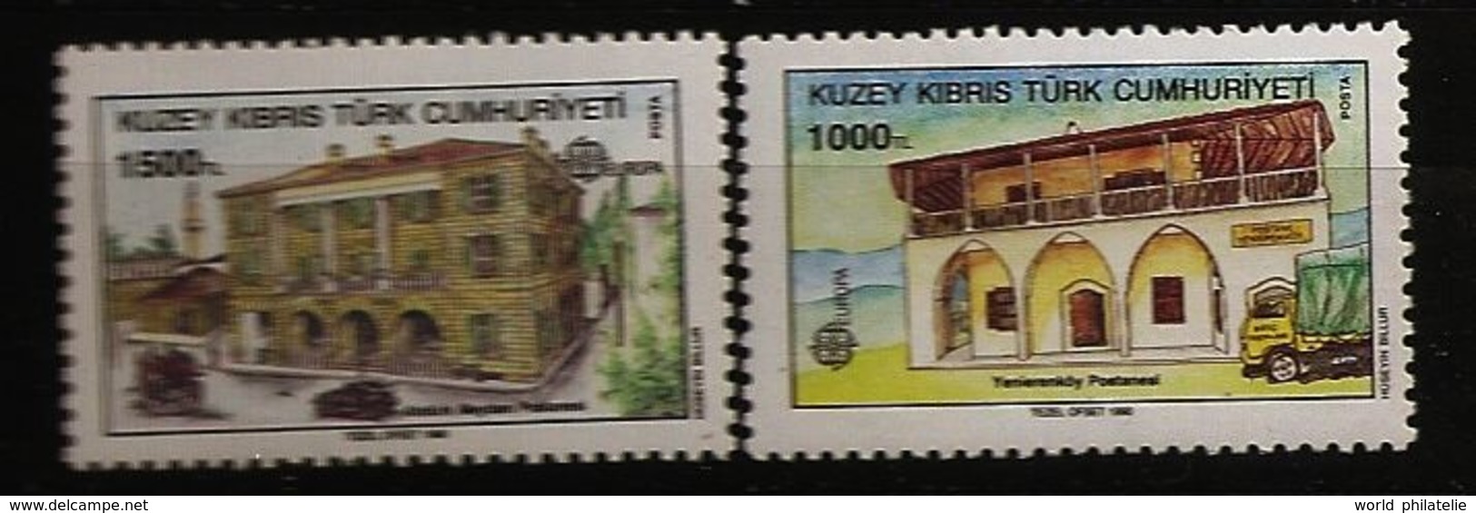 Turquie Chypre Turc RTCN 1990 N° 252 / 3 ** Europa, Emission Conjointe, Place Atatürk, Camion, Vélo, Voiture à Cheval - Sonstige & Ohne Zuordnung