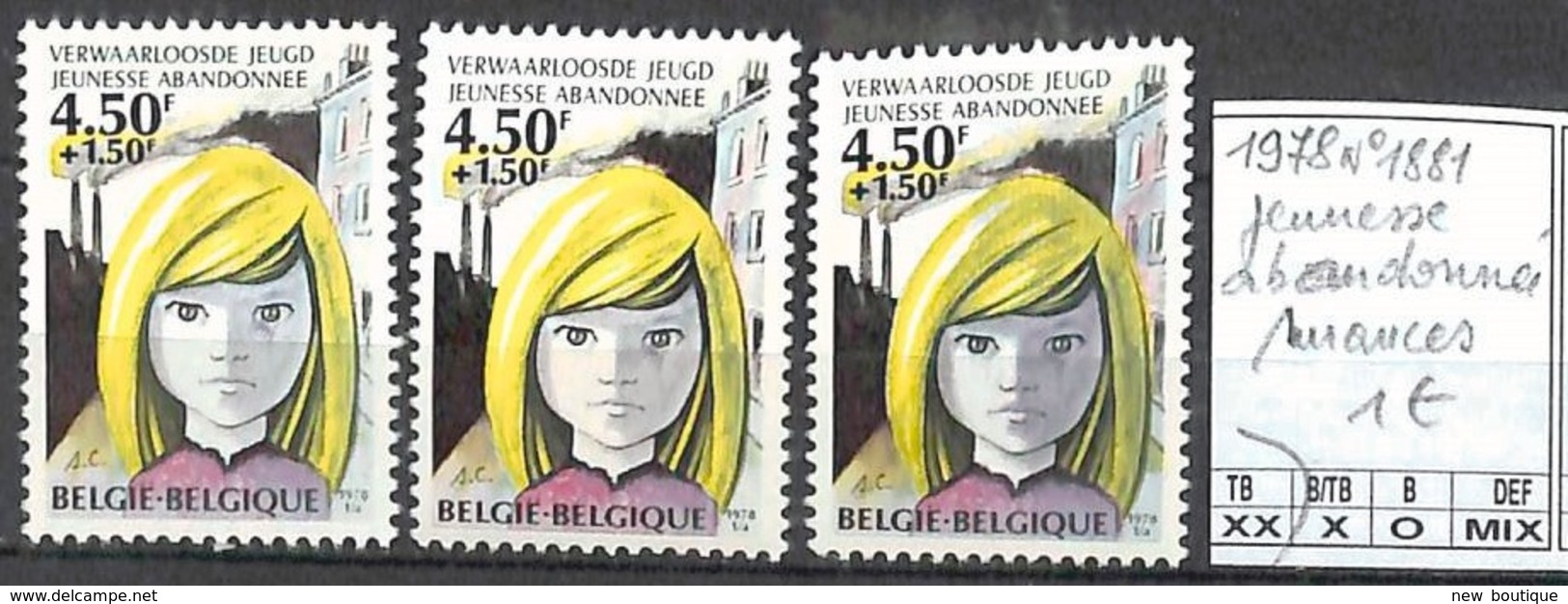 NB - [850459]TB//**/Mnh-Belgique 1978 - N° 1881, Jeunesse Abandonnée, Nuances - Unused Stamps