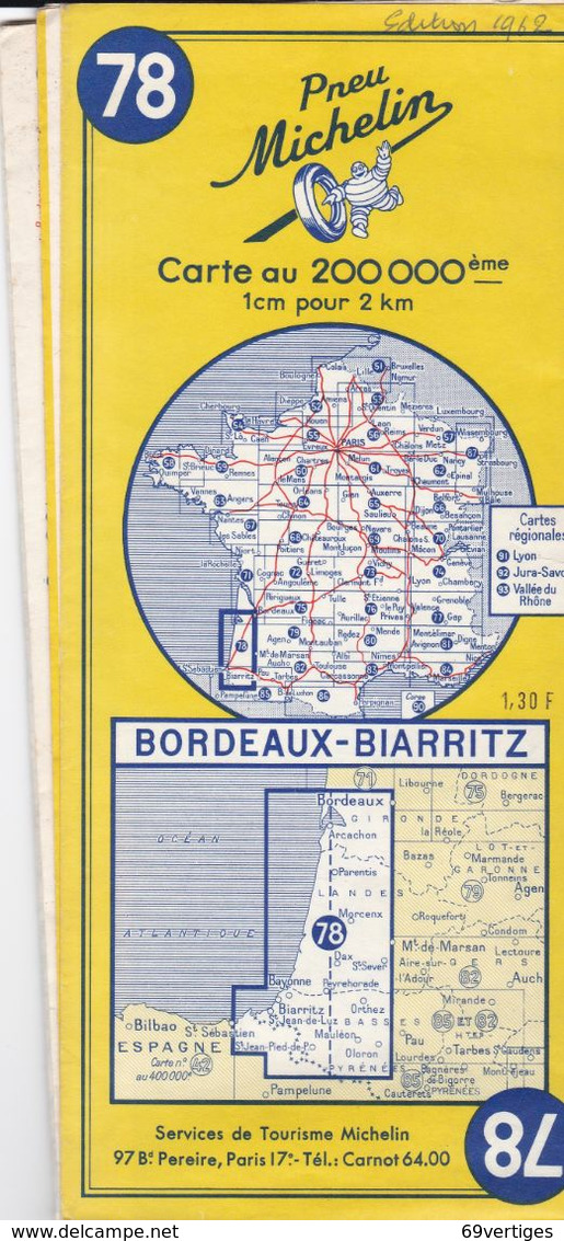 MICHELIN 78, FRANCE, BORDEAUX - BIARRITZ - Cartes Routières