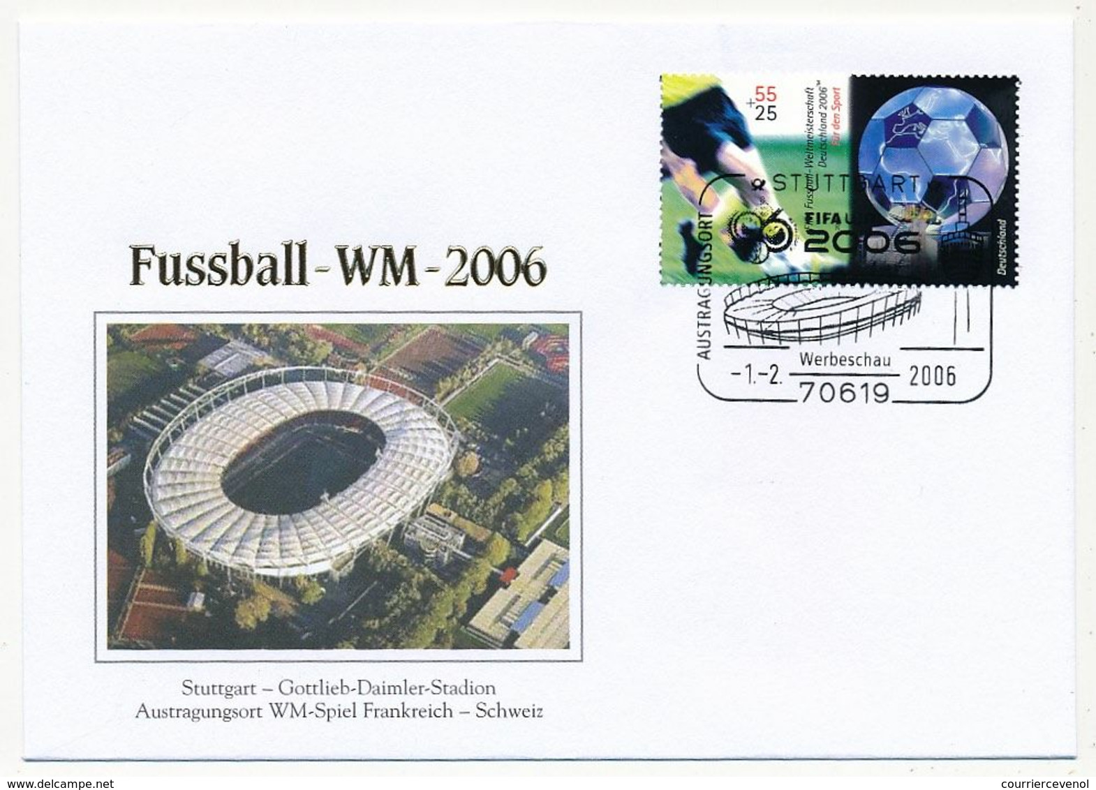 ALLEMAGNE - Enveloppe WM 2006 - STUTTGART - Gottlieb-Daimler-Stadion - Obl Temporaire - 2006 – Germany