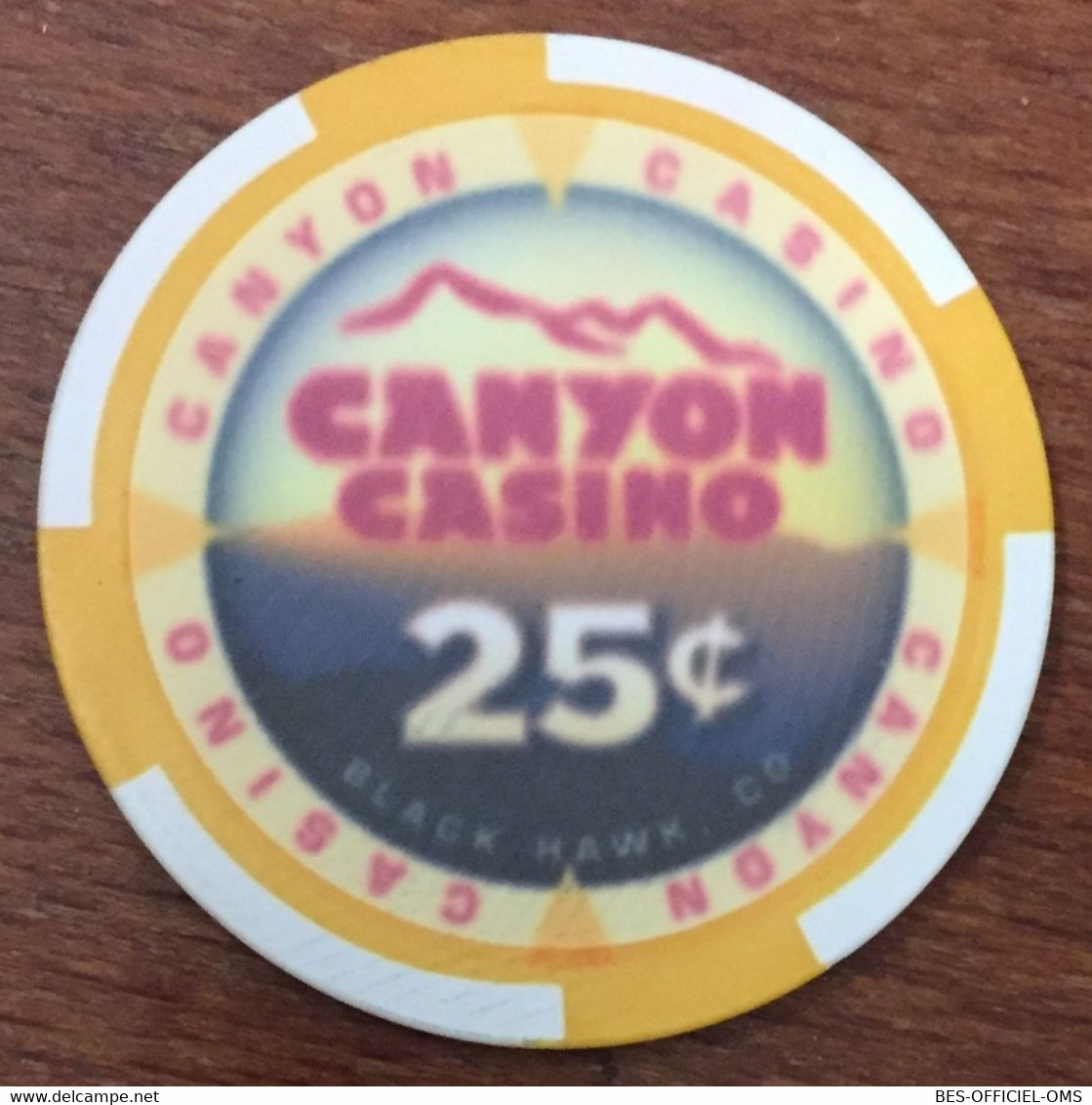 ÉTATS-UNIS USA COLORADO BLACK HAWK CANYON CASINO INDIAN CHIP 25 C JETON TOKEN COIN CLOSED FERMÉ - Casino