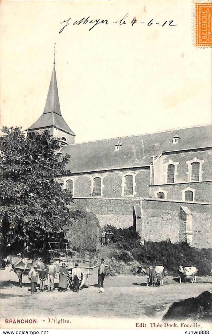 Branchon - L'Eglise (animée Attelage Edit Théo Dock 1912) - Eghezée