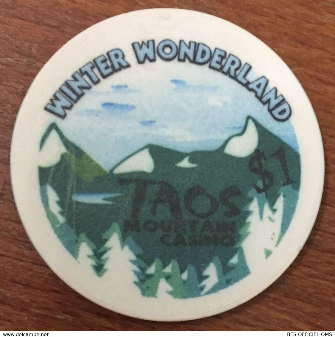 ÉTATS-UNIS USA NEW MEXICO TAOS MOUNTAIN CASINO WINTER WONDERLAND CHIP $1 JETON TOKEN COIN - Casino