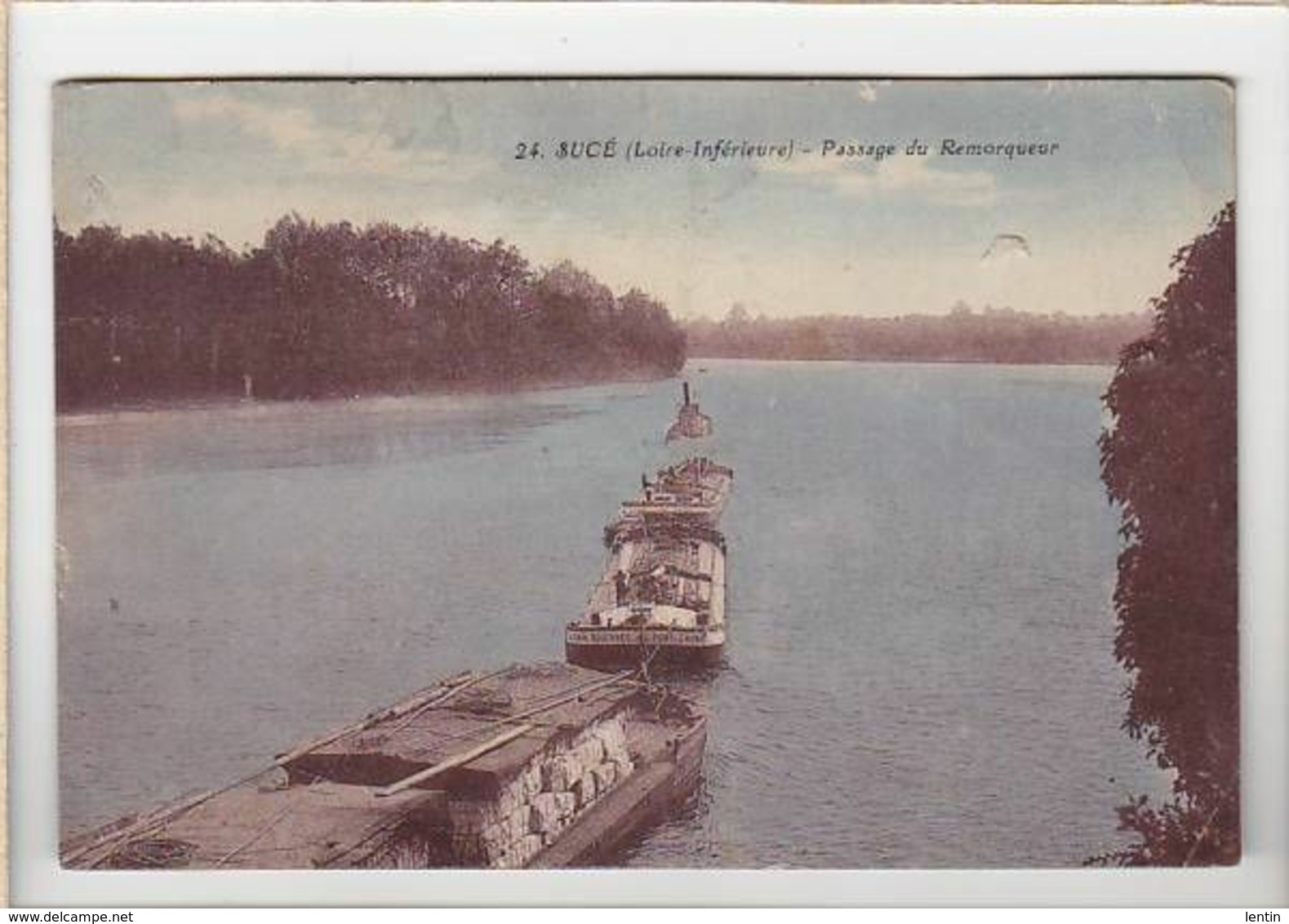 Bateau Péniche / Passage Du Remorqueur, Train De Péniches à Sucé, Dont Bouennec Port Launay - Houseboats