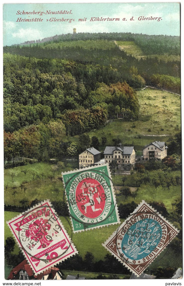 Schneeberg-Neustädtel – Heimstätte – Gleesberg – With Stamps Of Deutsche Nationalversammlung – Year 1919 - Schneeberg