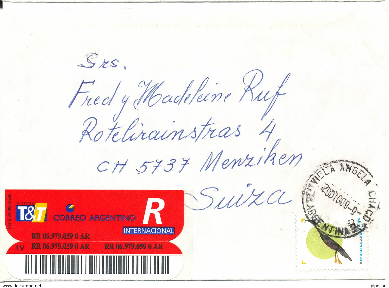 Argentina Registered Cover Sent To Switzerland 20-12-1999 Also Stamps On The Backside Of The Cover - Brieven En Documenten