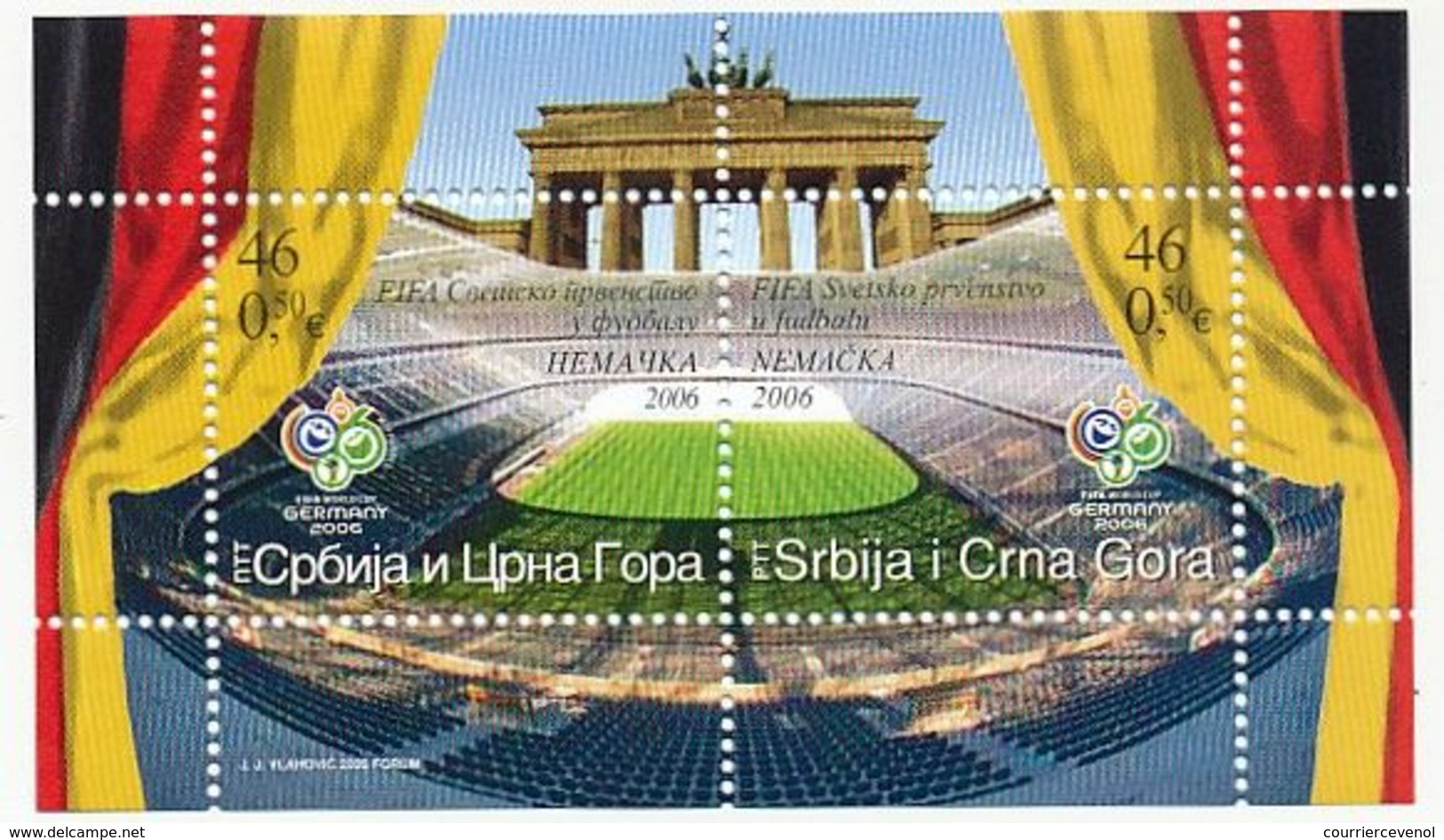 SERBIE - Enveloppe Premier Jour - Bloc FIFA Germany 2006 Oblit 12/4/2006 + Bloc Neuf - 2006 – Germania