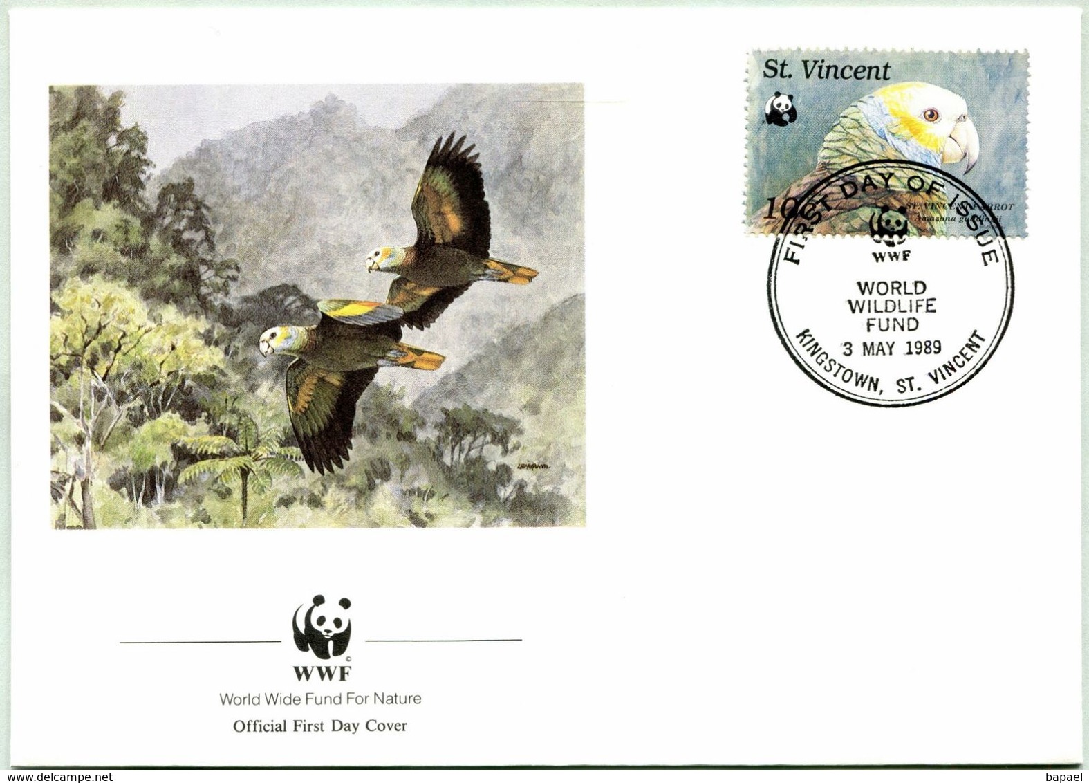 Enveloppe F.D.C. De St-Vincent (Kingstown1989) (WWF) - L'Amazone De Saint-Vincent - (N° Yvert & Tellier 1131) - St.Vincent (1979-...)