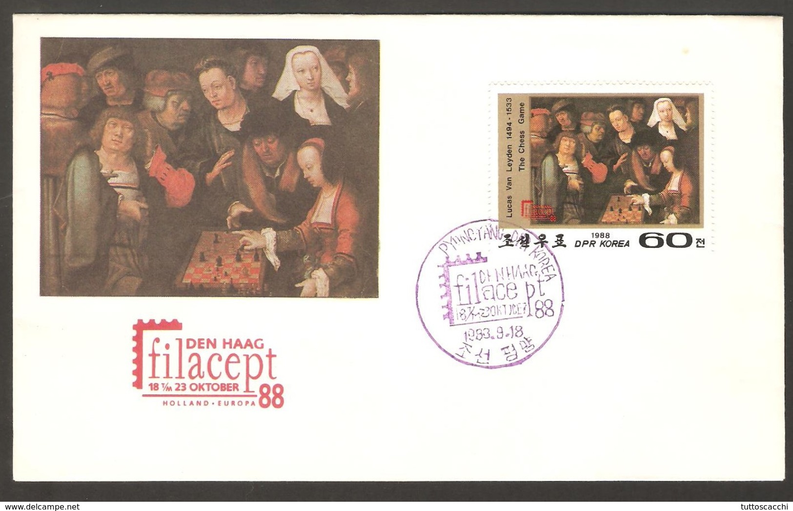 Chess FDC North Korea 1988 - Echecs