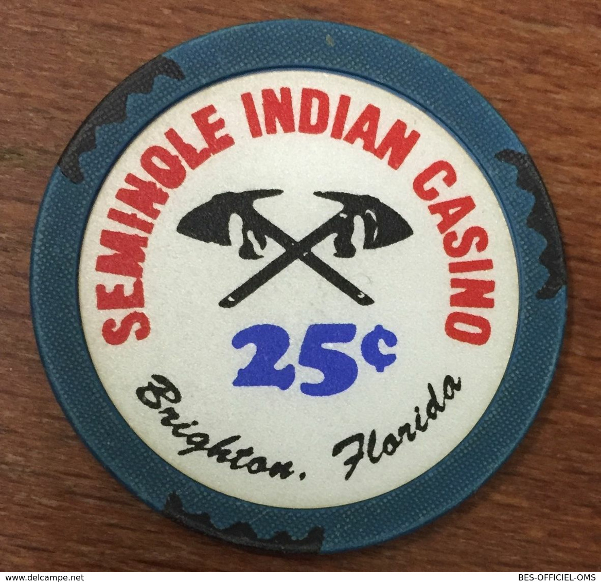 ÉTAT-UNIS USA FLORIDE BRIGHTON SEMINOLE INDIAN CASINO CHIP 25 C JETON TOKENS COINS INDIENS - Casino