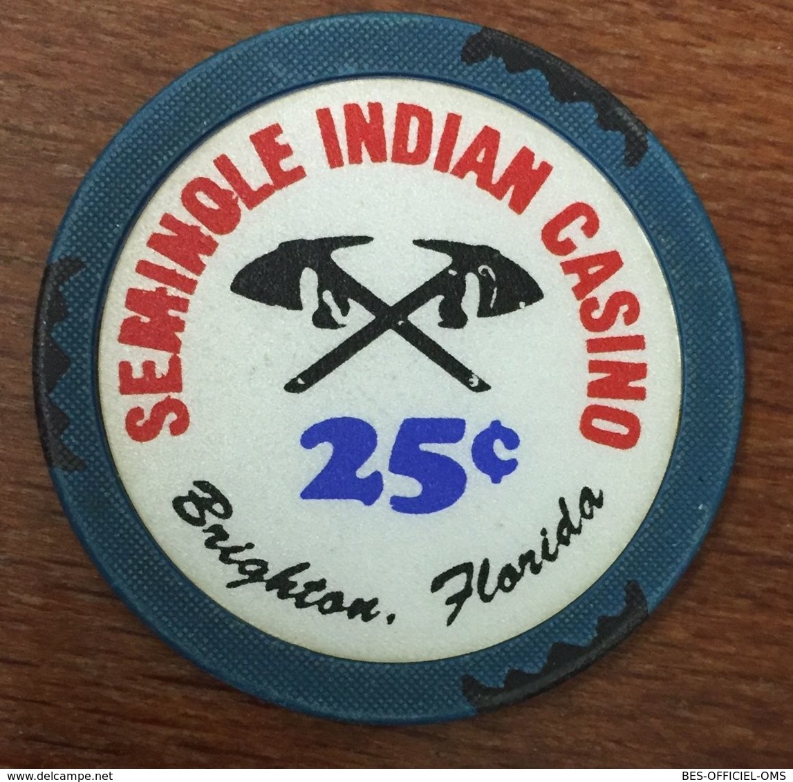 ÉTAT-UNIS USA FLORIDE BRIGHTON SEMINOLE INDIAN CASINO CHIP 25 C JETON TOKENS COINS INDIENS - Casino