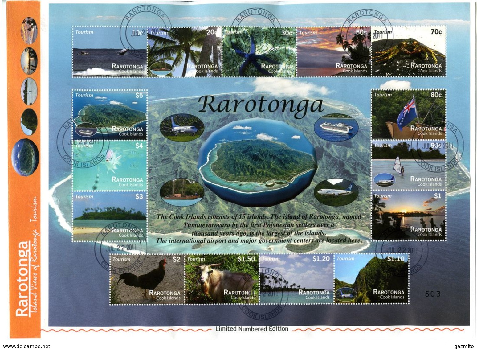 Rarotonga 2011, Views, Whales, Roster, Crab, Palms, Fish, Windsurf, Seastar, LIMITED NUMBER In FDC - Tonga (1970-...)