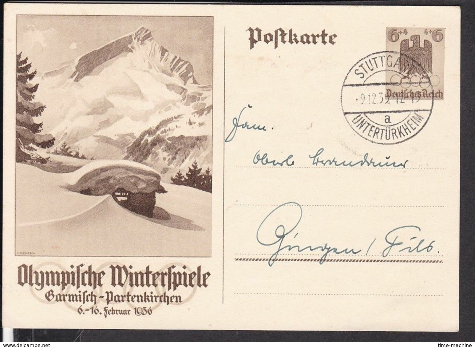 Ganzsache Deutsches Reich Stempel Stuttgart - Untertürkheim 1935 - Sonstige & Ohne Zuordnung