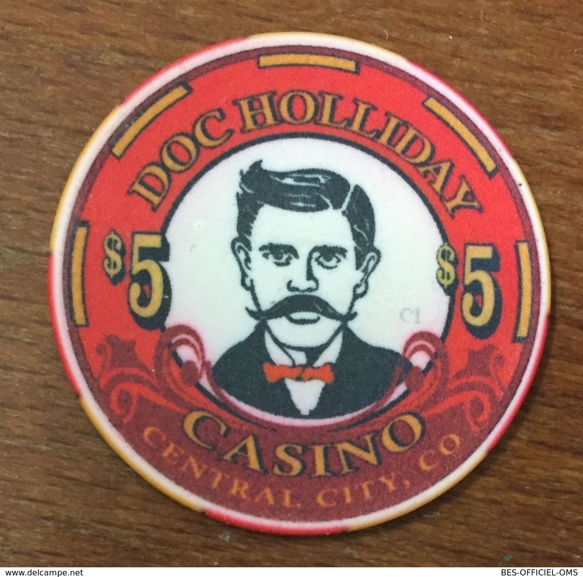 ÉTATS-UNIS USA COLORADO CENTRAL CITY DOC HOLLIDAY CASINO CHIP $ 5 JETON TOKENS COINS - Casino