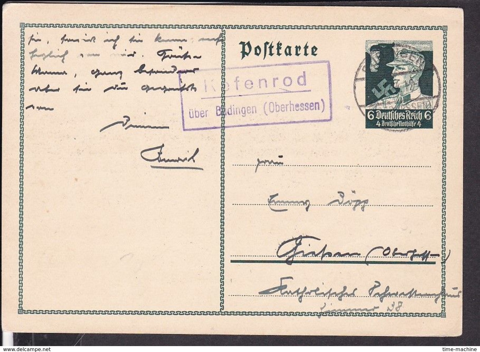 Ganzsache Deutsches Reich Landpoststempel " Kefenrod über Büdingen " 1934 - Sonstige & Ohne Zuordnung