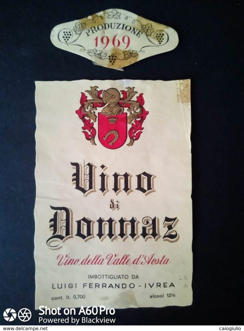 VINO DI DONNAZ 1969 - LUIGI FERRANDO IVREA - ETICHETTA - ÉTIQUETTE - Red Wines