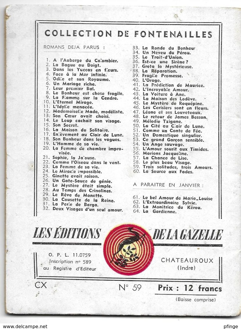 3 Solitudes... 3 Amours Par Pierre Mariel - Collection Fontenailles N°59 ( Illustration : Desmé ) - Romantik