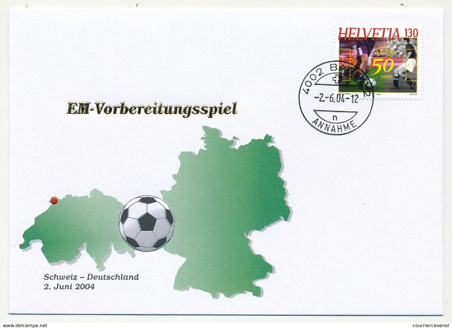 SUISSE - Enveloppe Commémo.  EM Vorbereitungsspiel SUISSE - ALLEMAGNE  / BALE 2/6/2004 - Brieven En Documenten