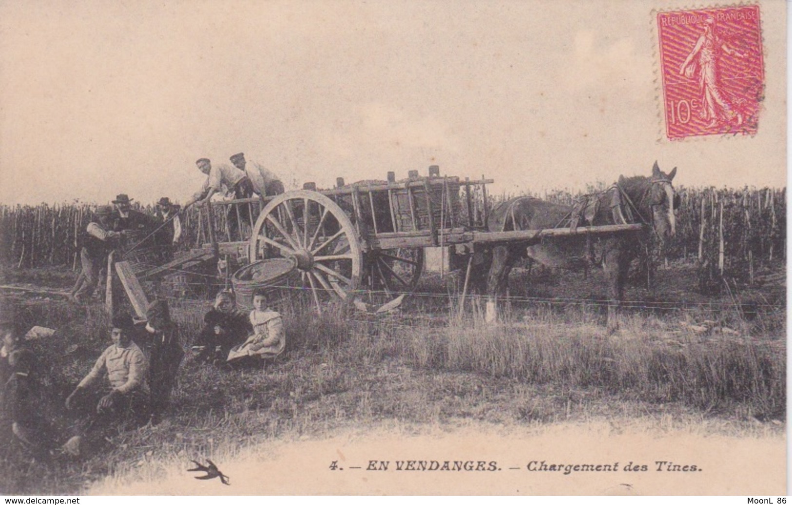 AGRICULTURE - LES VIGNES - LES VENDANGES -  CHARGEMENT DES FUTS - TINES - ATTELAGE A CHEVAL - REGION NIEVRE - Vignes