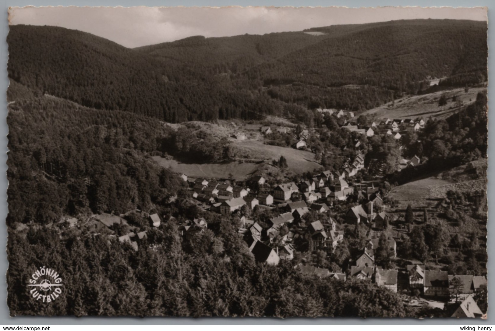 Bad Grund - S/w Ortsansicht 2   Iberger Kaffeehaus - Bad Grund