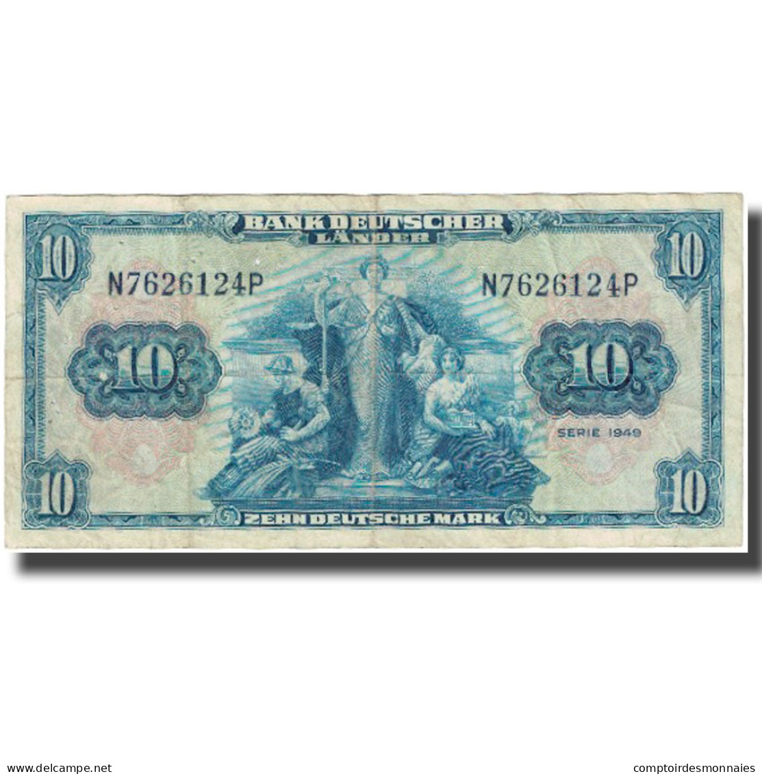 Billet, République Fédérale Allemande, 10 Deutsche Mark, 1949, KM:16a, TB - Other & Unclassified