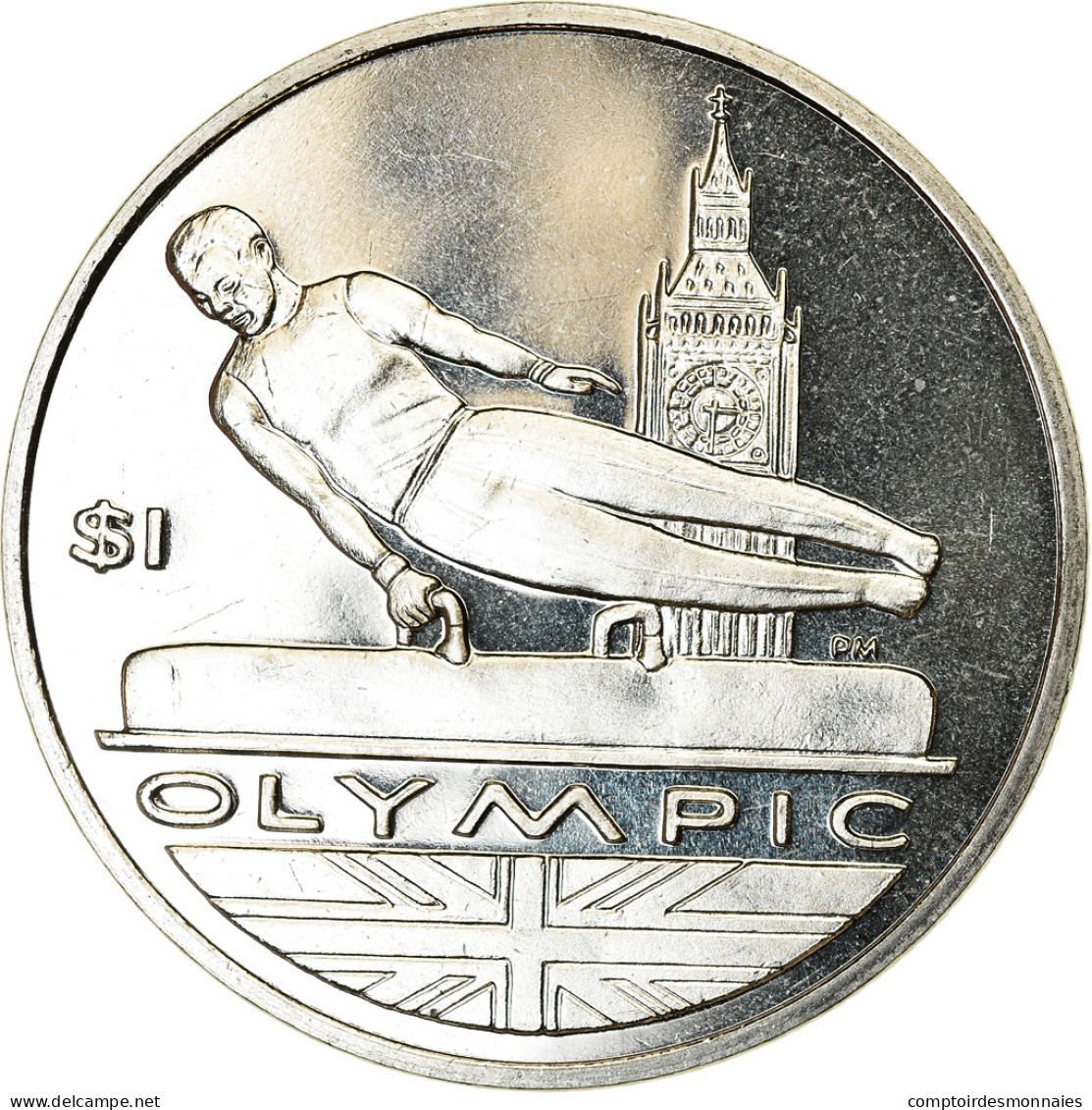 Monnaie, BRITISH VIRGIN ISLANDS, Dollar, 2012, Franklin Mint, Gymnastique, SPL - Jungferninseln, Britische