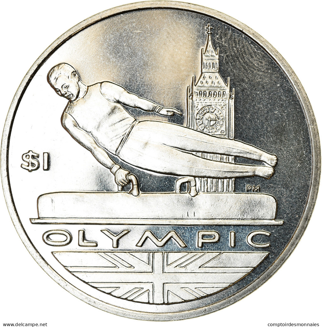 Monnaie, BRITISH VIRGIN ISLANDS, Dollar, 2012, Franklin Mint, Gymnastique, SPL - Jungferninseln, Britische