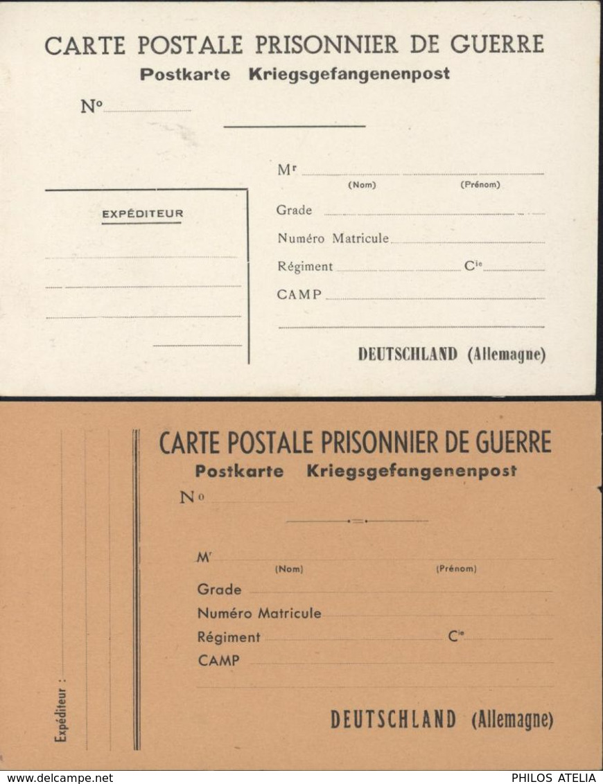 Guerre 39 45 2 Cartes Postales Pour Prisonnier De Guerre En Allemagne Kriegsgefangenenpost Neuves - Guerre De 1939-45