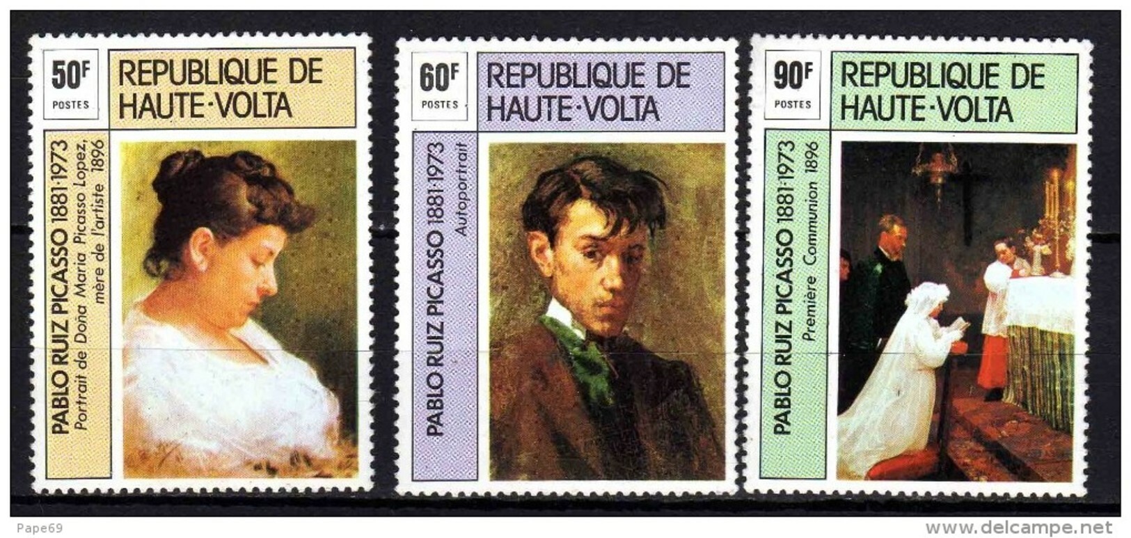 Haute Volta N° 361 / 63 XX Pablo Ruiz Picasso, Tableaux.   Les 3 Valeurs Sans Charnière TB - Haute-Volta (1958-1984)