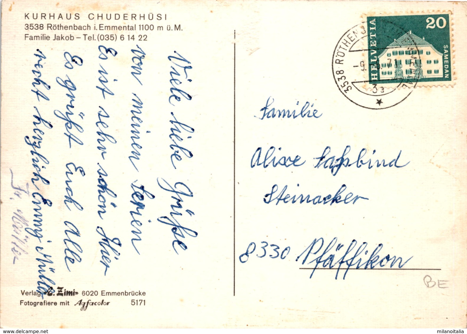 Kurhaus Chuderhüsi - Röthenbach Im Emmental (5171) * 9. 6. 1971 - Röthenbach Im Emmental