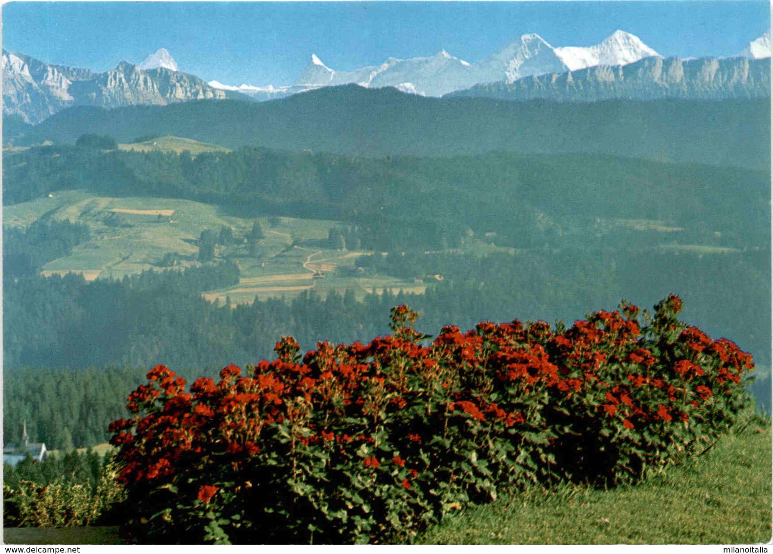 Kurhaus Chuderhüsi - Röthenbach I. Emmental - Blick Auf Finsteraarhorn, Würzbrunnenkirche (02681) * 5. 5. 1989 - Röthenbach Im Emmental