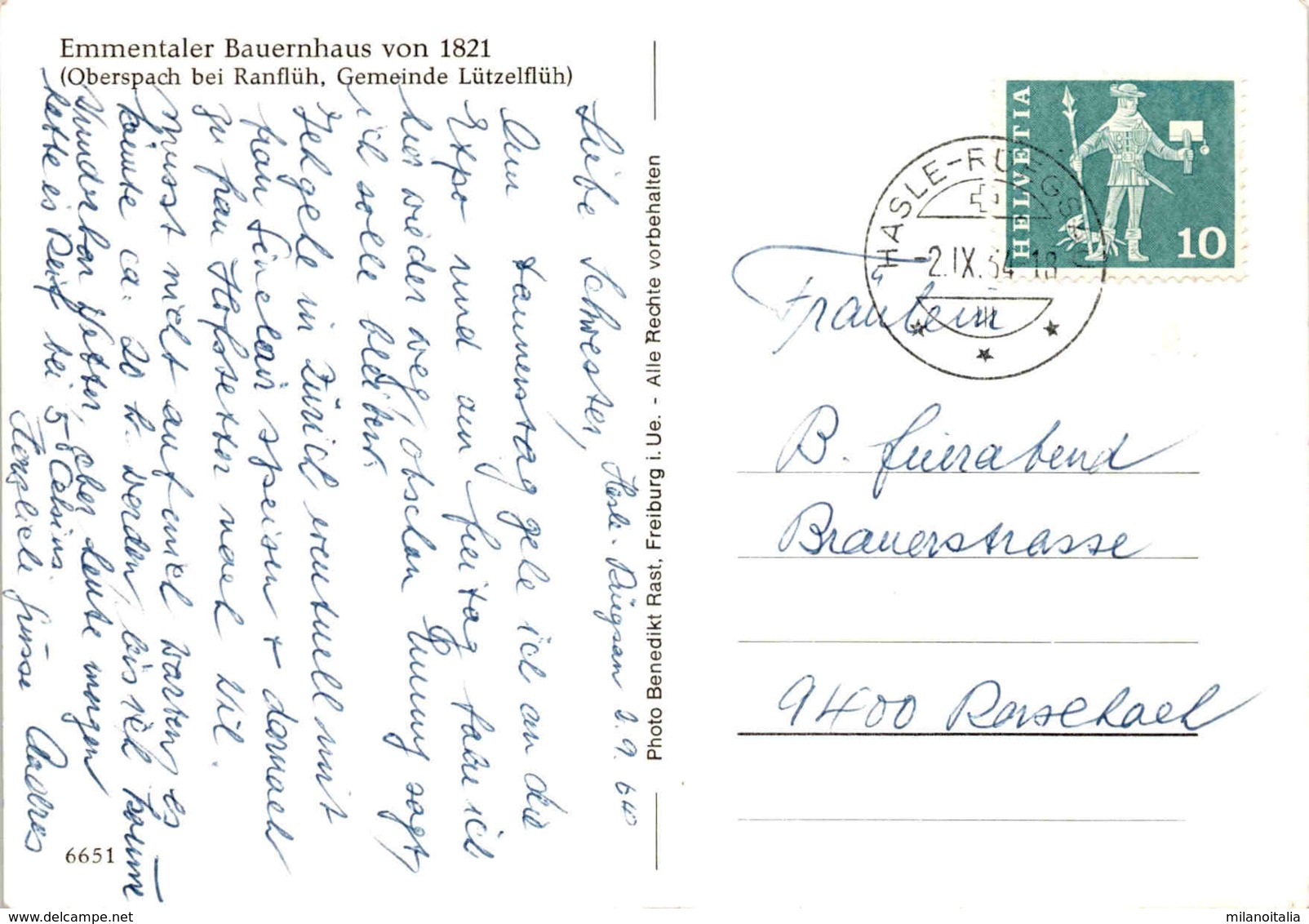 Emmentaler Bauernhaus Von 1821 - Oberspach Bei Ranflüh, Gemeinde Lützelflüh (6651) * 2. 9. 1964 - Lützelflüh