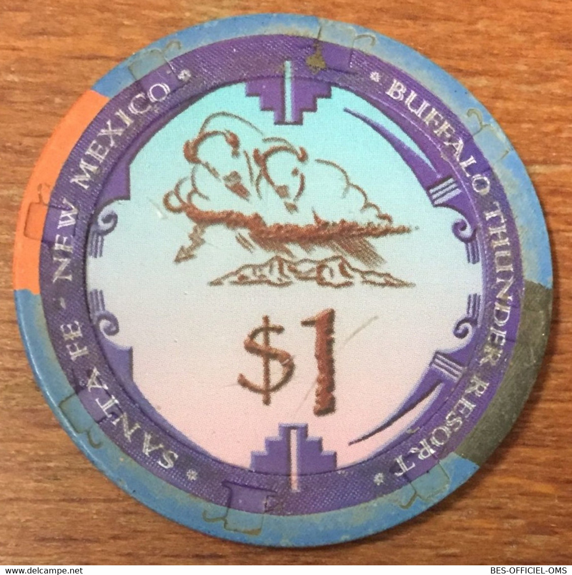 ÉTATS-UNIS USA NEW MEXICO SANTA FEE BUFFALO THUNDER RESORT CASINO CHIP $1 JETON TOKEN COIN - Casino