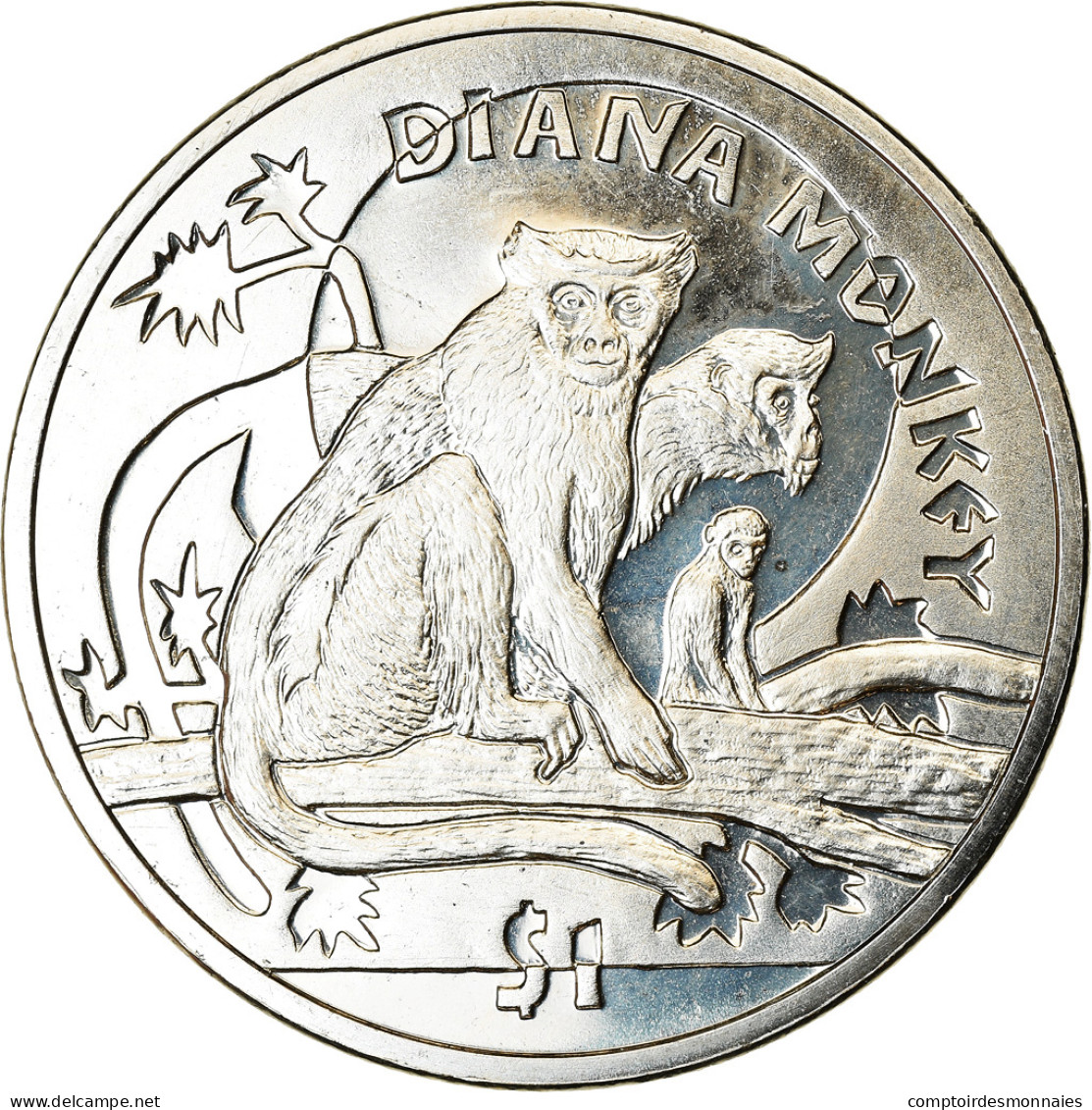 Monnaie, Sierra Leone, Dollar, 2009, British Royal Mint, Singes - Cercopithèque - Sierra Leone