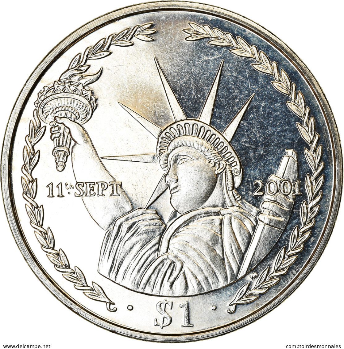 Monnaie, BRITISH VIRGIN ISLANDS, Dollar, 2002, Franklin Mint, 11 Septembre 2001 - Britse Maagdeneilanden