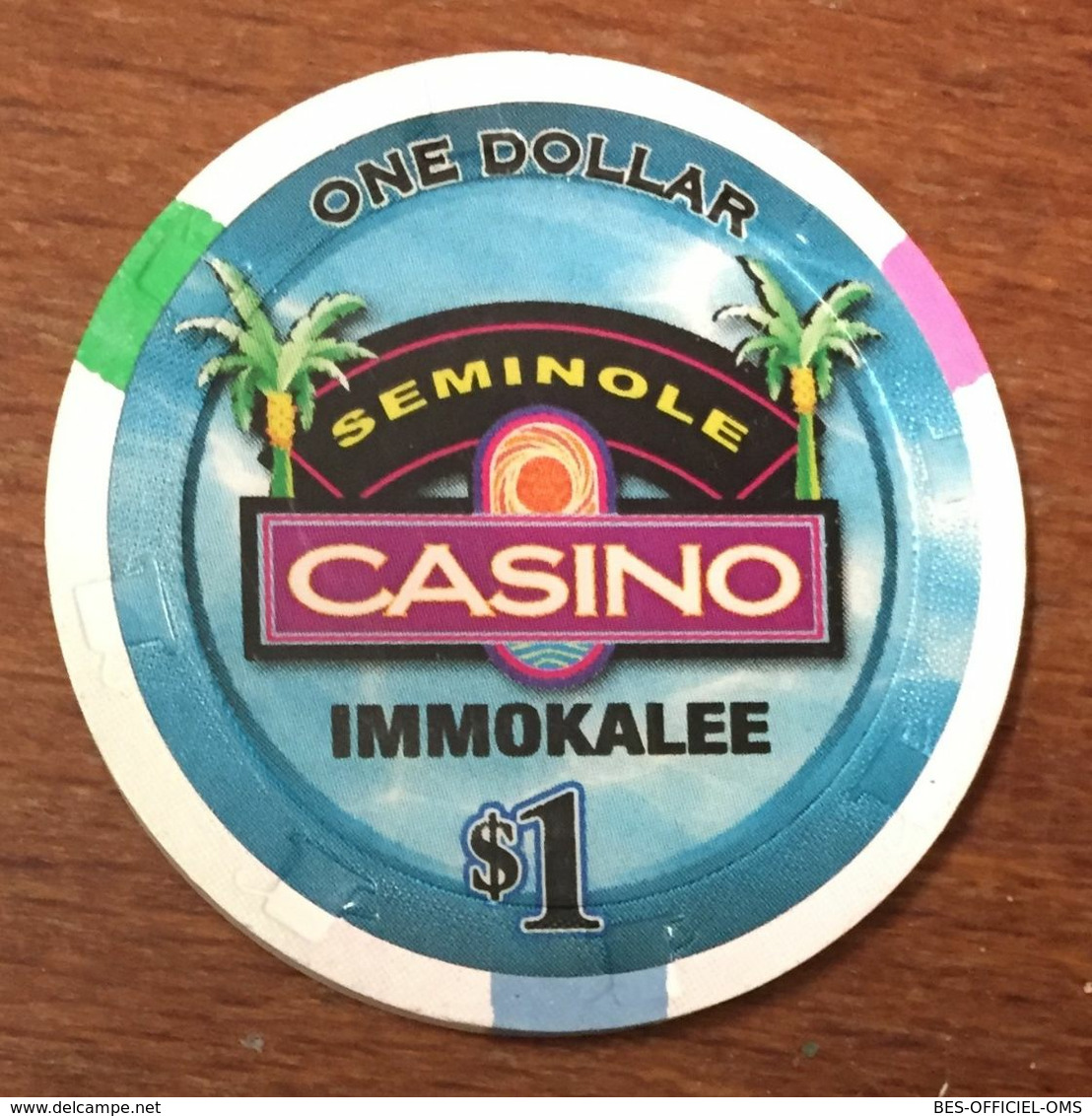 USA FLORIDE IMMOKALEE SEMINOLE INDIAN CASINO CHIP $ 1 JETON TOKEN COIN - Casino