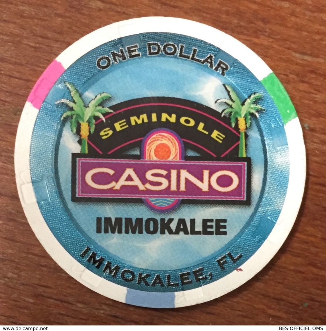 USA FLORIDE IMMOKALEE SEMINOLE INDIAN CASINO CHIP $ 1 JETON TOKEN COIN - Casino