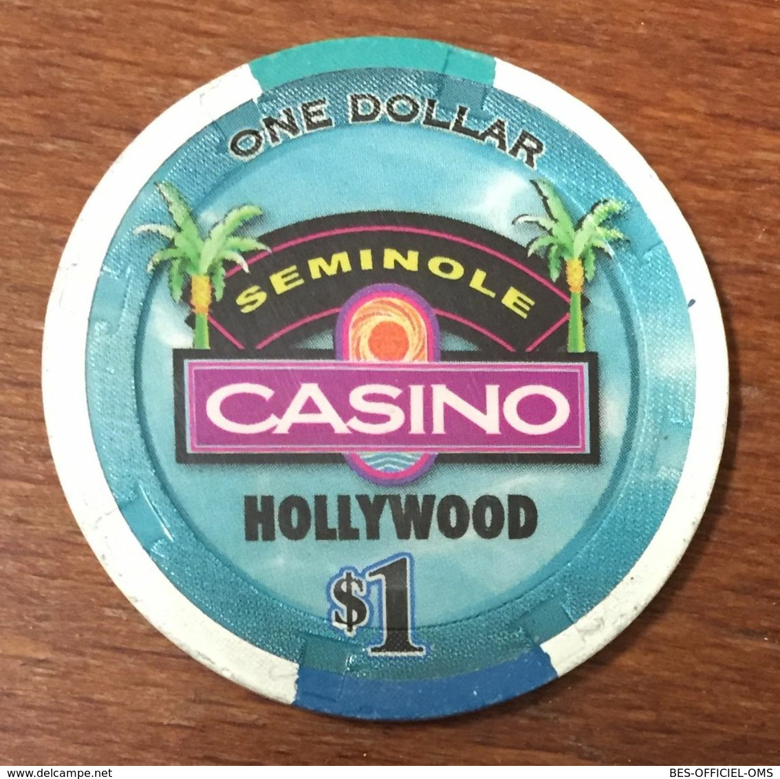 USA FLORIDE HOLLYWOOD SEMINOLE INDIAN CASINO CHIP $ 1 JETONS TOKENS COINS - Casino