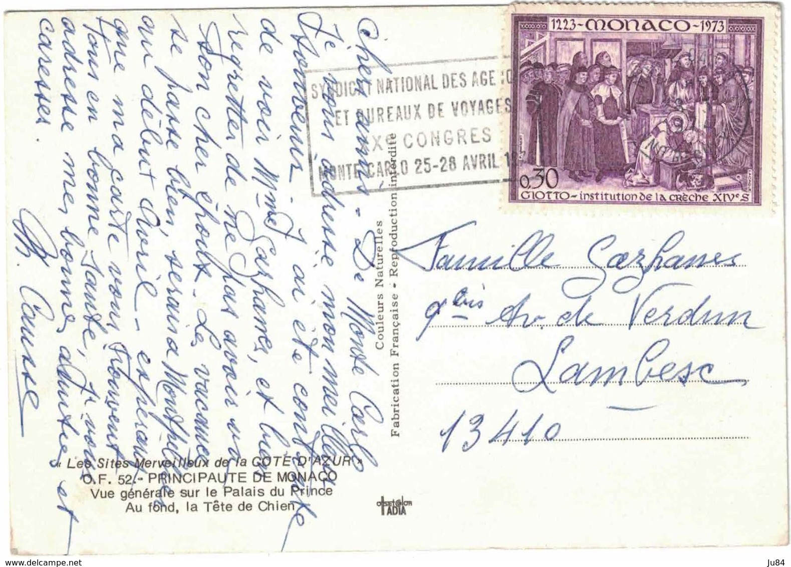 Monaco - Monte Carlo - Carte Postale Cachet Syndicat National Des Ages Et Bureaux De Voyages - XXe Congres - Avril 1978 - Monte-Carlo