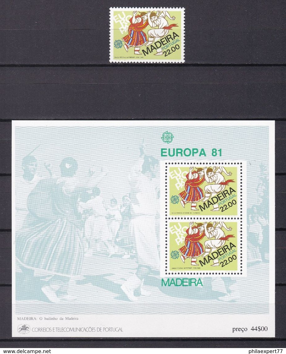 Europa-CEPT - Portugal - Madeira - 1981 - Michel Nr. 70 + Block 2 - Postfrisch - 1981