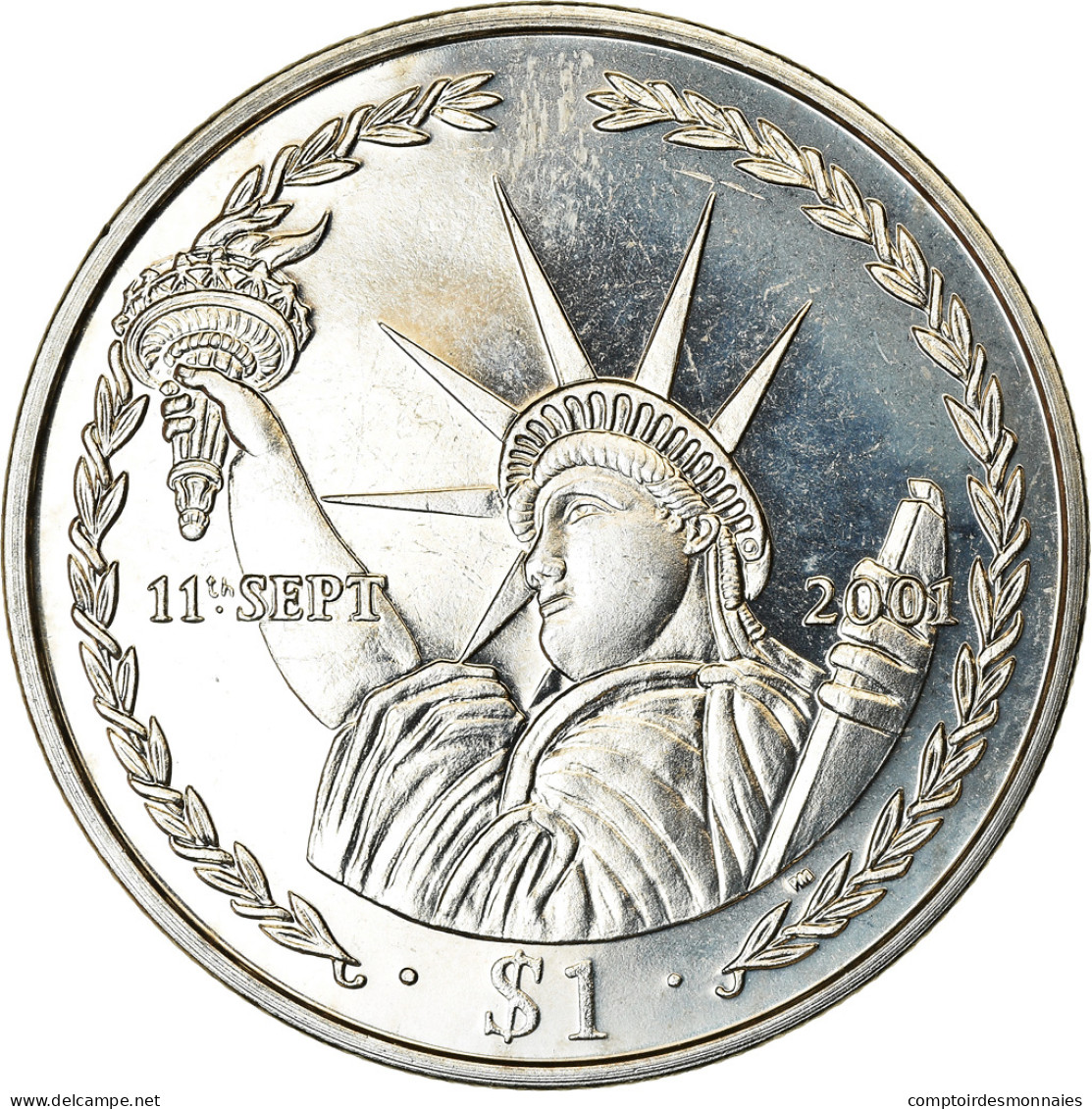 Monnaie, BRITISH VIRGIN ISLANDS, Dollar, 2002, Franklin Mint, 11 Septembre 2001 - Iles Vièrges Britanniques